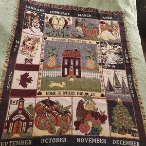 Vintage Seasonal Home Holiday Tapestry Blanket